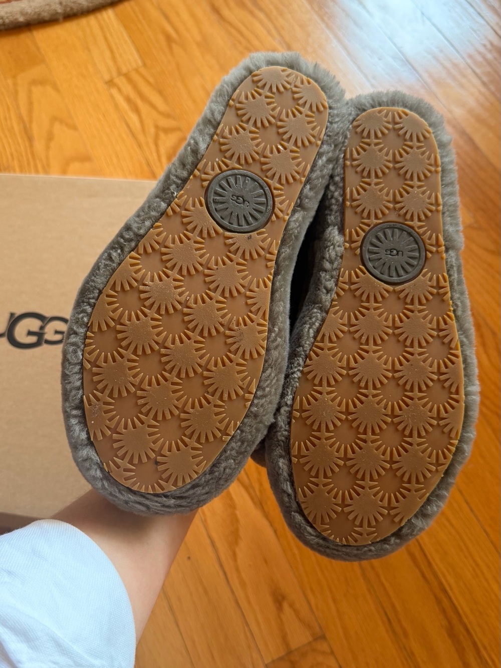 UGG 8 - Grey Cozy Fluffy Slide with Branded Heel Strap - Picture 6 of 8